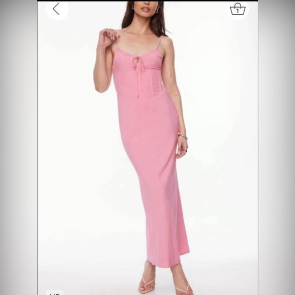 Dynamite pink corset linen blend dress - Picture 1 of 5